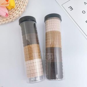 Coffee Brown Barrel-Packaged Bamboo Joint Towel Ring Hair Tie - Image 1