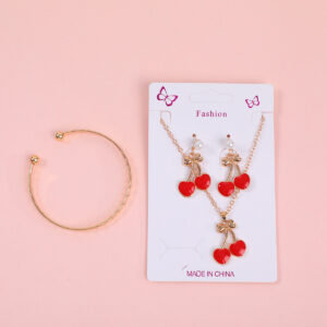 Peach-Shaped Necklace, Stud Earrings and Bracelet Set - Image 1