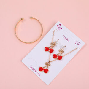 Peach-Shaped Necklace, Stud Earrings and Bracelet Set - Image 2