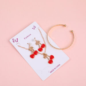 Peach-Shaped Necklace, Stud Earrings and Bracelet Set - Image 3