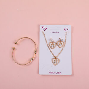 Heart Full Rhinestone Necklace, Earrings and Bracelet Set - Image 1
