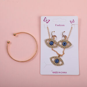Large Eye Necklace, Stud Earrings and Bracelet Set - Image 1