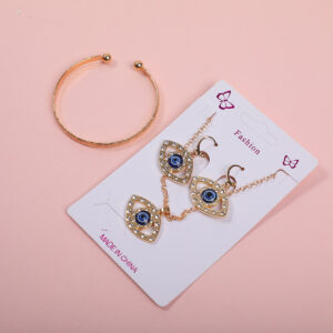 Large Eye Necklace, Stud Earrings and Bracelet Set - Image 2