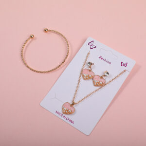 Heart Pearl Necklace, Stud Earrings and Bracelet Set - Image 2