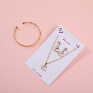 Pink Moon Zircon Necklace, Earrings and Bracelet Set - Image 2