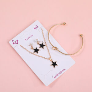 Five-pointed Star Necklace, Earrings and Bracelet Set - Image 3