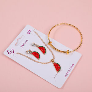 Watermelon Necklace, Stud Earrings and Bracelet Set - Image 3