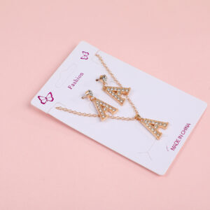 Big Letter 'A' Necklace and Stud Earrings Set - Image 3