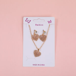 Heart Necklace and Stud Earrings Set - Image 1