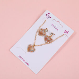 Heart Necklace and Stud Earrings Set - Image 2