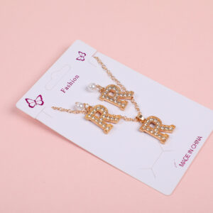 Big Letter 'R' Necklace and Stud Earrings Set - Image 3
