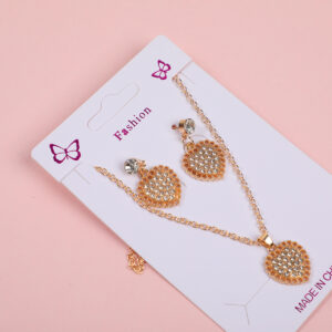 Heart Pave Rhinestone Necklace and Stud Earrings Set - Image 3