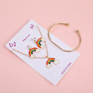 Rainbow Cloud Necklace, Stud Earrings & Bracelet Set - Image 3