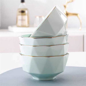 Blue Gold Rim Series - Premium Boxed 5-inch Blue Gold Rim Diamond Bowl - Image 1