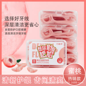 Peach flavor high resilience fine smooth floss pick 50pcs - Image 1