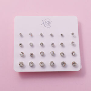 Random Mixed Style Big Rhinestone 12Pairs Earring - Image 1