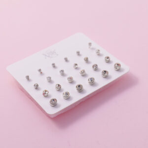 Random Mixed Style Big Rhinestone 12Pairs Earring - Image 2
