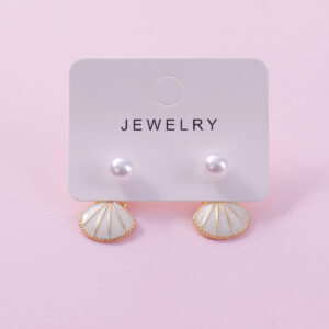 Scallop-Shaped Pearl Earrings - Image 1