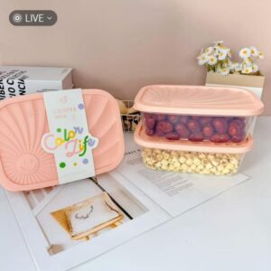 Large Square Smile Face Food Container 2-Piece Set B202 - Image 1