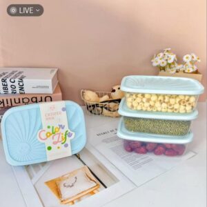 Medium Square Smile Face Food Container 3-Piece Set B203 - Image 1