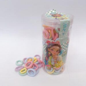 Colorful Bucket of 120 Towel Hair Ties - Image 1