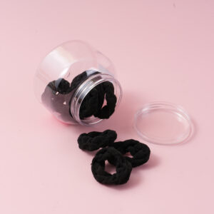 Wide Bottle Crystal-Cover Hair Ties - Black - Image 3