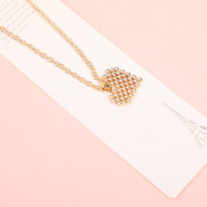 Heart Rhinestone Gold Fashion Necklace - Image 3