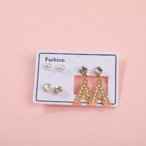 Letter Rhinestone  Luxury 3 Pairs Earrings - Image 1