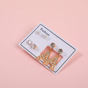Letter Rhinestone  Luxury 3 Pairs Earrings - Image 2