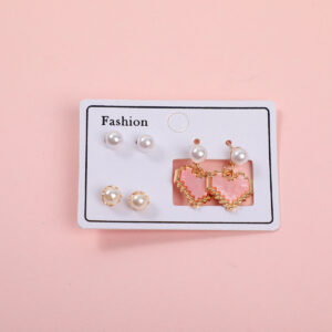 Pink Heart Luxury 3 Pairs Earrings - Image 1