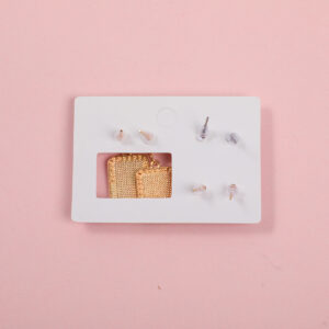 Square Rhinestone 3 Pairs Earrings - Image 3