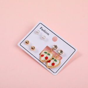 Heart and Cherry 3 Pairs Earrings - Image 2