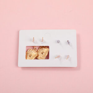 Rhinestone Bamboo Leaf 3 Pairs Earrings-2 - Image 2