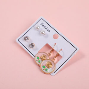 Enamel Rose 3 Pairs Earrings - Image 2