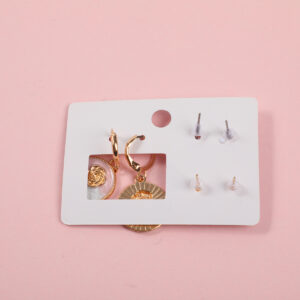 Enamel Rose 3 Pairs Earrings - Image 3