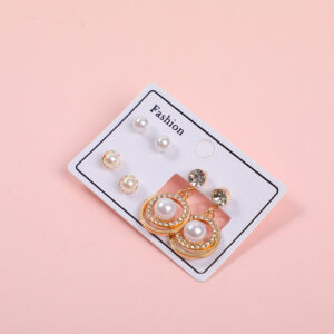Round Pearl Luxury 3 Pairs Earrings - Image 2