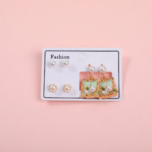 Gold Rim Pearl Luxury 3 Pairs Earrings - Image 1