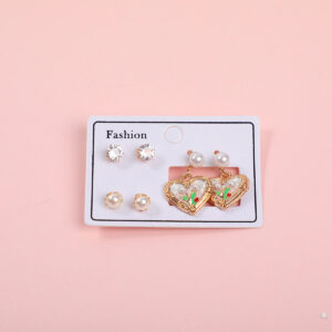 Heart Pearl 3 Pairs Earrings - Image 1