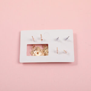 Rhinestone Bamboo Leaf 3 Pairs Earrings-1 - Image 3