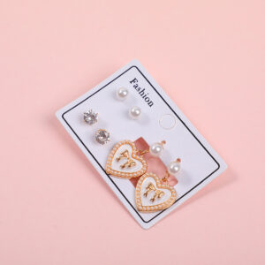 Heart and Bowknot Luxury 3 Pairs Earrings - Image 2