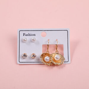 Shell Pearl Luxury 3 Pairs Earrings - Image 1