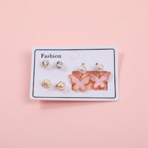 Pink Butterfly Luxury 3 Pairs Earrings - Image 1