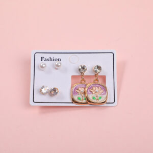 Lotus Pearl 3 Pairs Earrings - Image 1