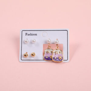 Enamel Starfish 3 Pairs Earrings - Image 1