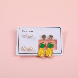 Pineapple Luxury 3 Pairs Earrings - Image 1