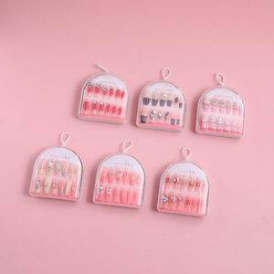 Long Oval Ribbon Design Press-On Nails - Image 1