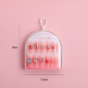 Long Oval Ribbon Design Press-On Nails - Image 2