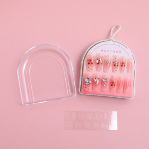 Long Oval Ribbon Design Press-On Nails - Image 3
