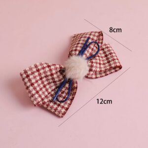 Pom-Pom Bowknot Fabric Hair Clip - Image 3