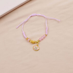 Pink Rope Pink Bead Pendant Bracelet - Image 1